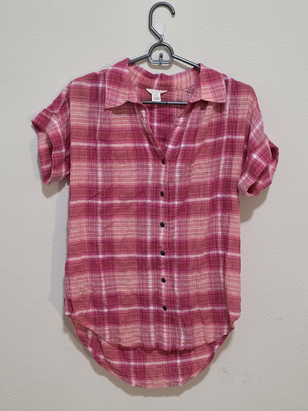 Caslon Pink Plaid Short-Sleeve Button-Down Shirt